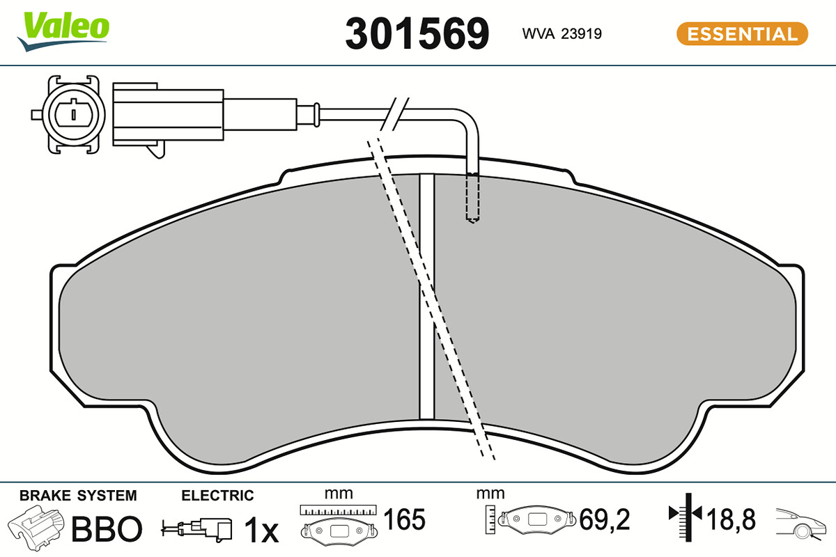 Jeu de 4 plaquettes de frein VALEO ref. 301569